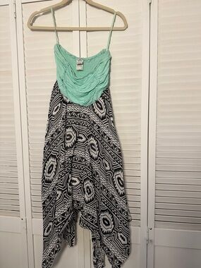 Empyre Mint & Black Aztec Print Spaghetti Strap Dress